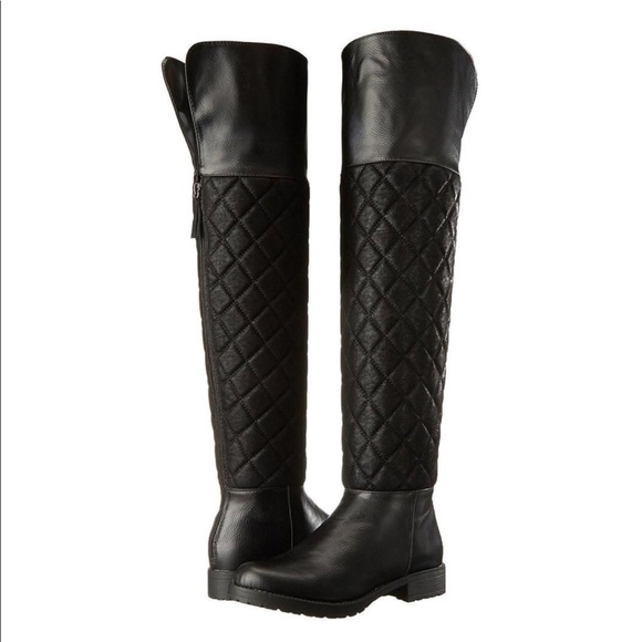 New Black Quilted OTK Fall Boots 7.5 $75 - Picture 2 of 5
